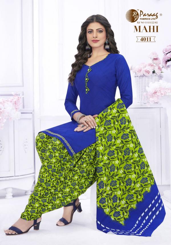 Paraag Mahi Vol-4 Cotton Designer Patiyala Dress Material